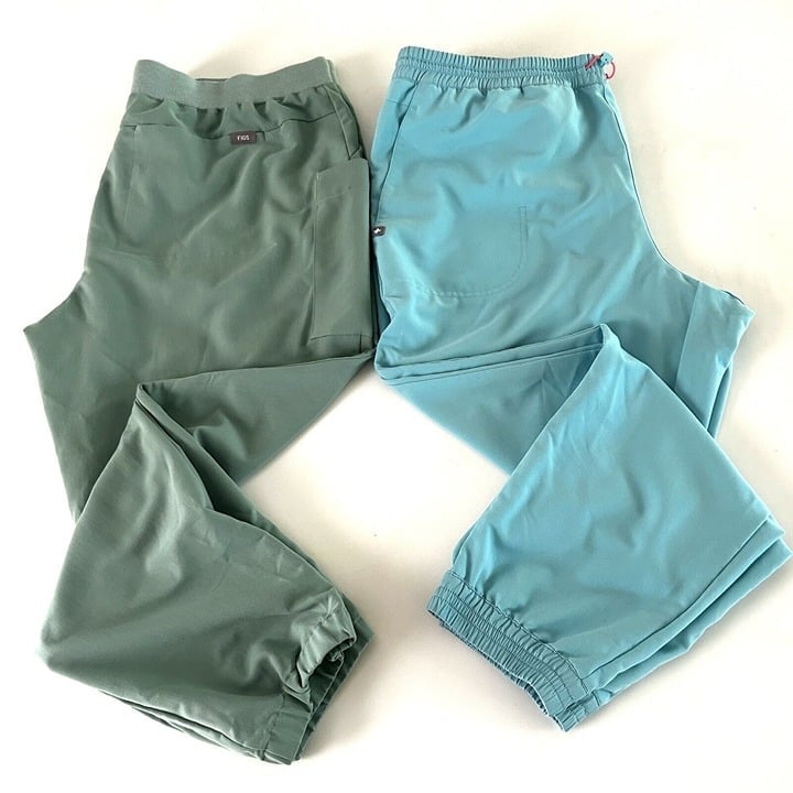 Lot(2) FIGS Scrub Pants XXL Joggers Turquoise Green W20SW2030 W20SW2001 Stretch