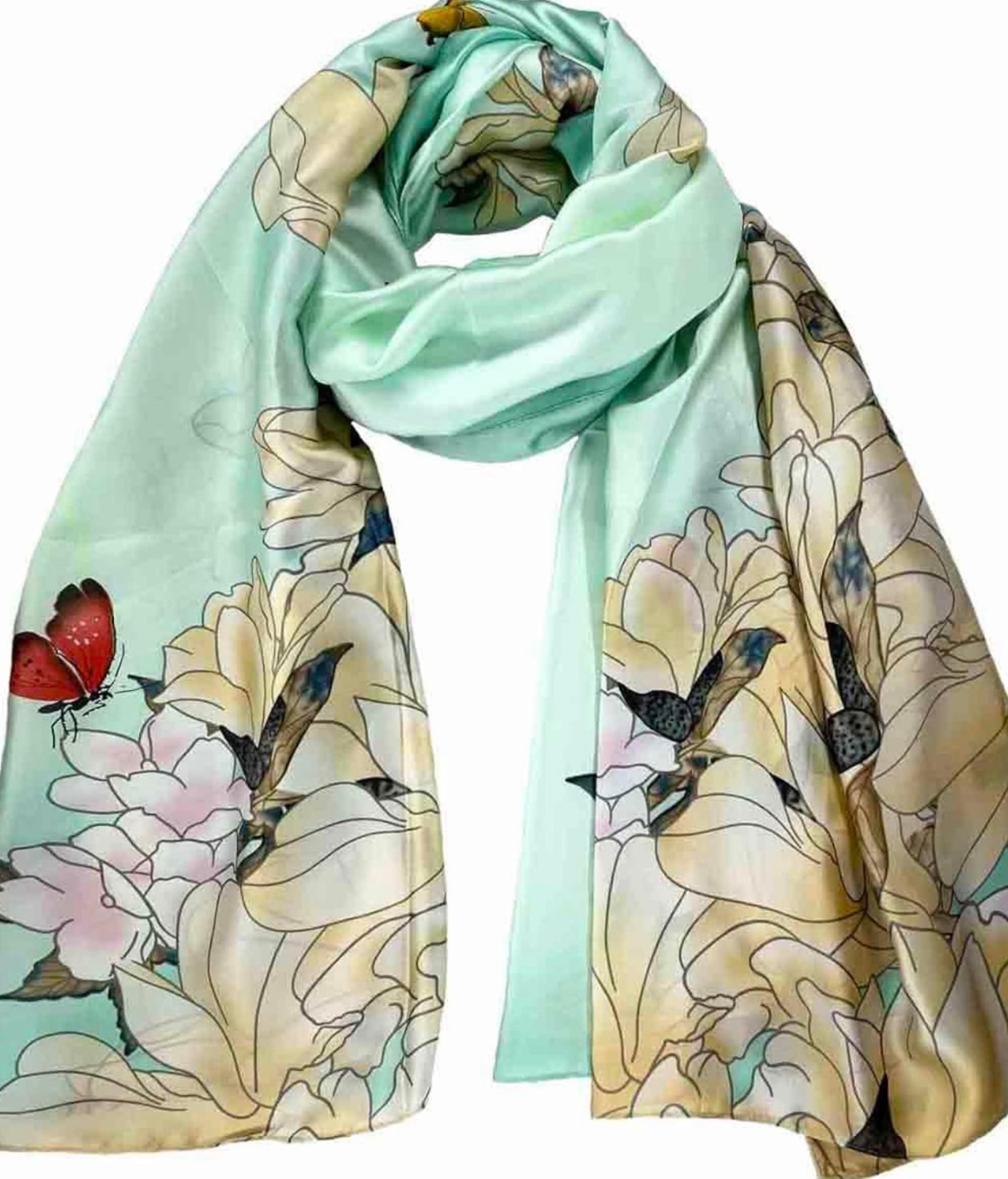 Lightweight Head Scarf  Scarves Elegant Floral Pattern Sunscreen Shawls and Wrap
