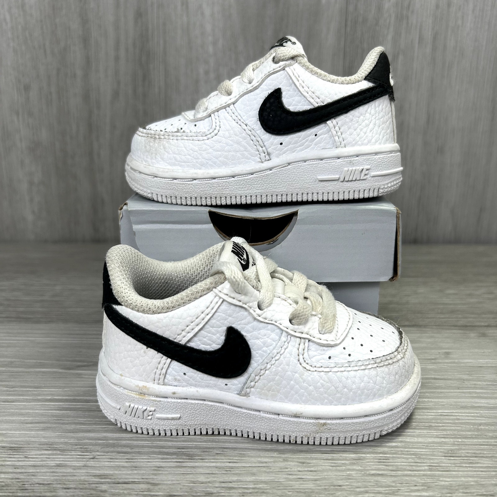 Nike Air Force 1 Low White Black TD Sz 4C CZ1691-100 Retro Sneakers Shoes
