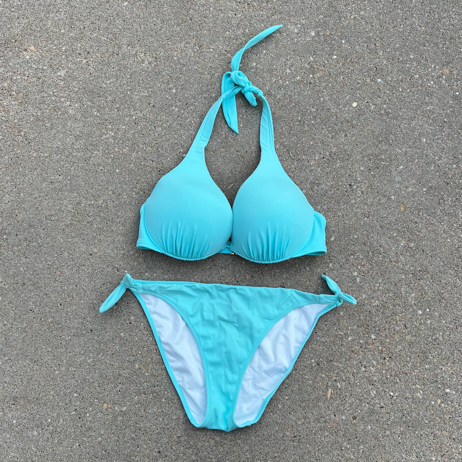 Victoria’s Secret 34D teal underwire push up halter bikini