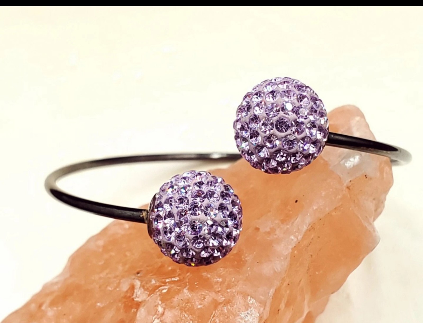 925 Sterling Silver Cuff Bracelet W/ Crystal Ends
