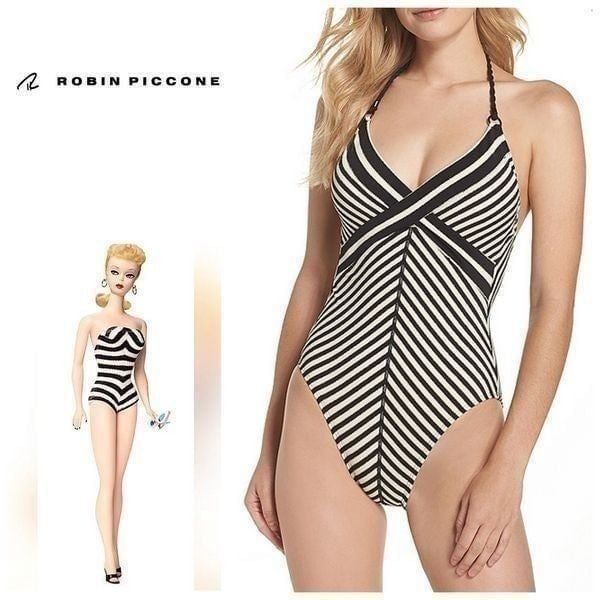 New. Robin Piccone stripe swimsuit- similar to the iconic 1959 Barbie swimsuit:)