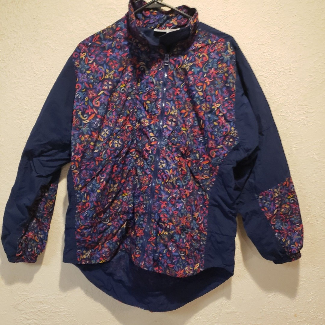 Vintage Women’s Nike Floral AOP Windbreaker 90s Full Zip RARE Over-sized 6/8