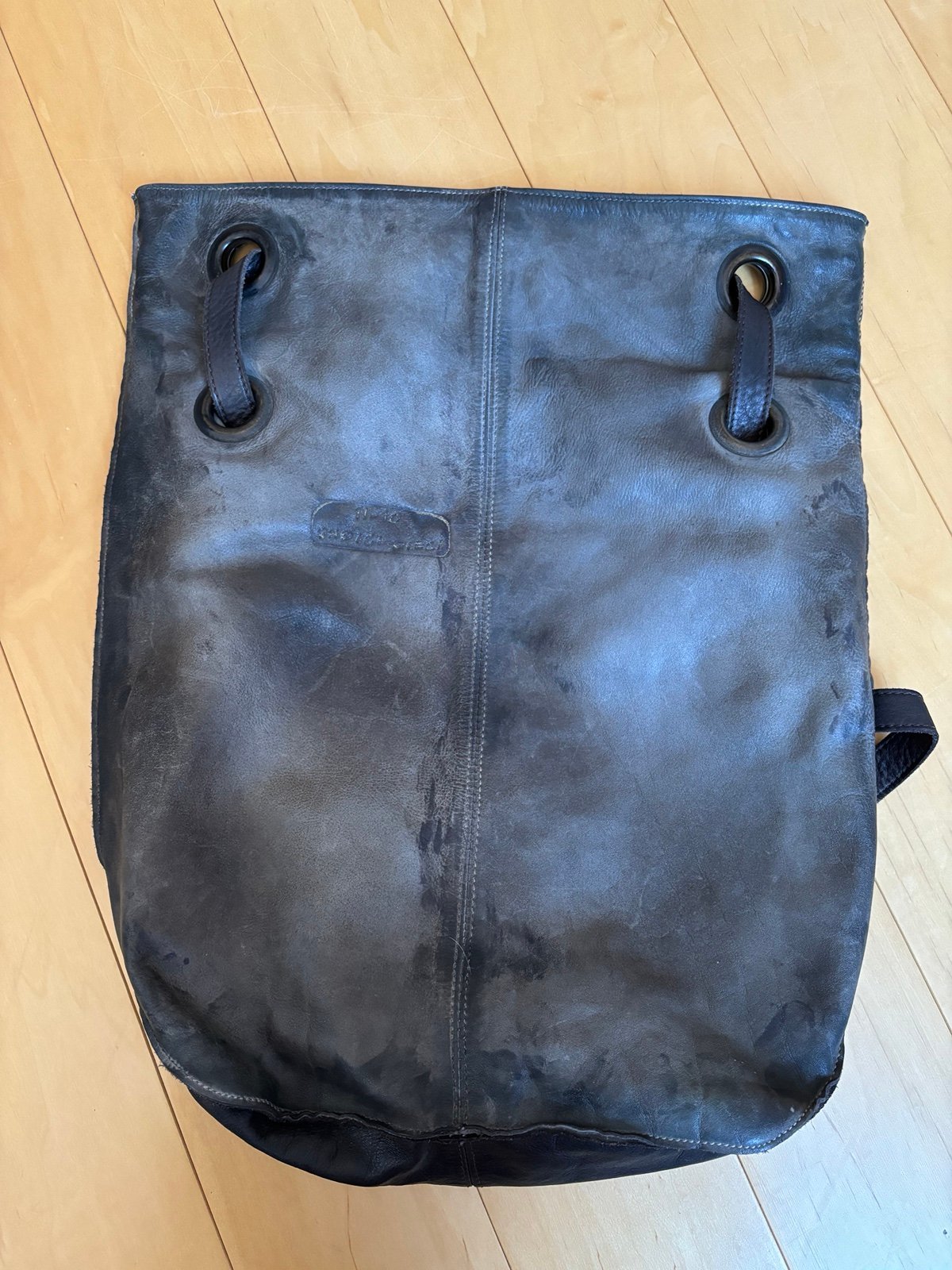 Italian Leather Gray Back Pack