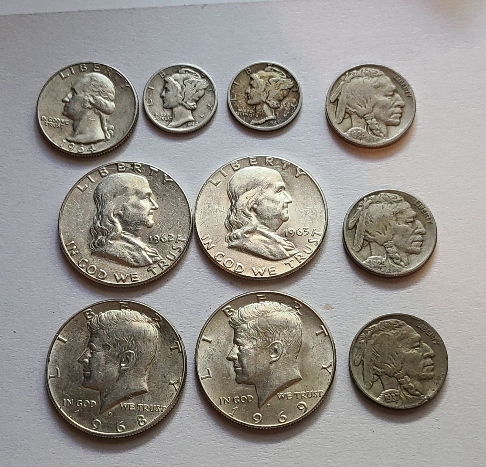 Lot of 10 vintage us coins as shown in pictures