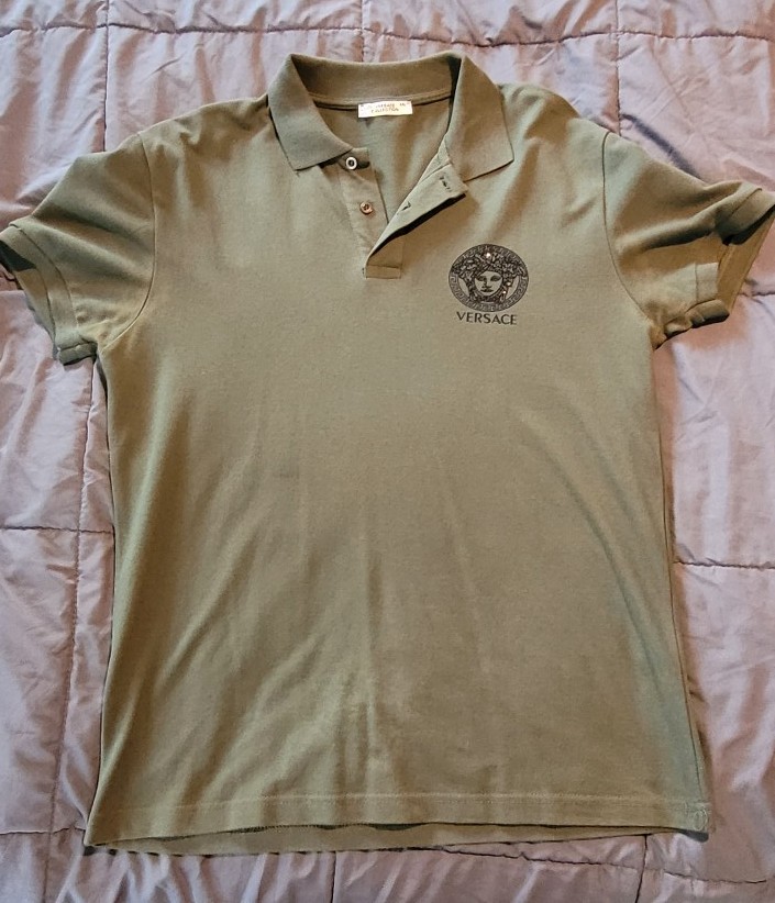 Versace Collection Medusa Head Polo Shirt size Xl olive greenish color