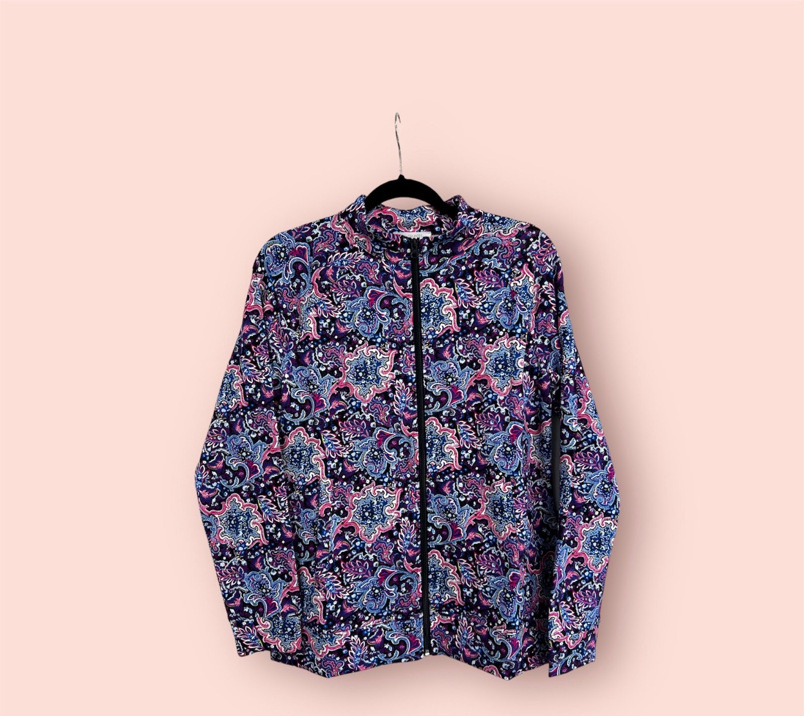 Talbots Long Sleeve Jacket Pullover Full Zip/ Indigo Blue Multi