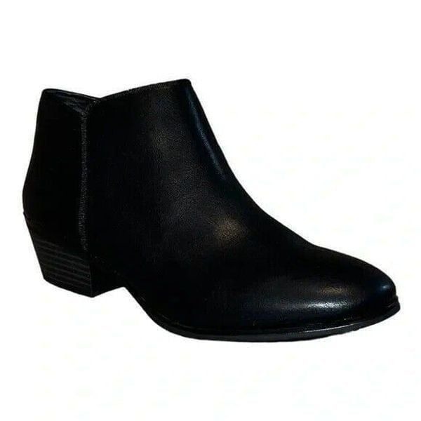 Style & Co Women's Wiley Ankle Booties Black Faux Leather Smooth 5.5M New