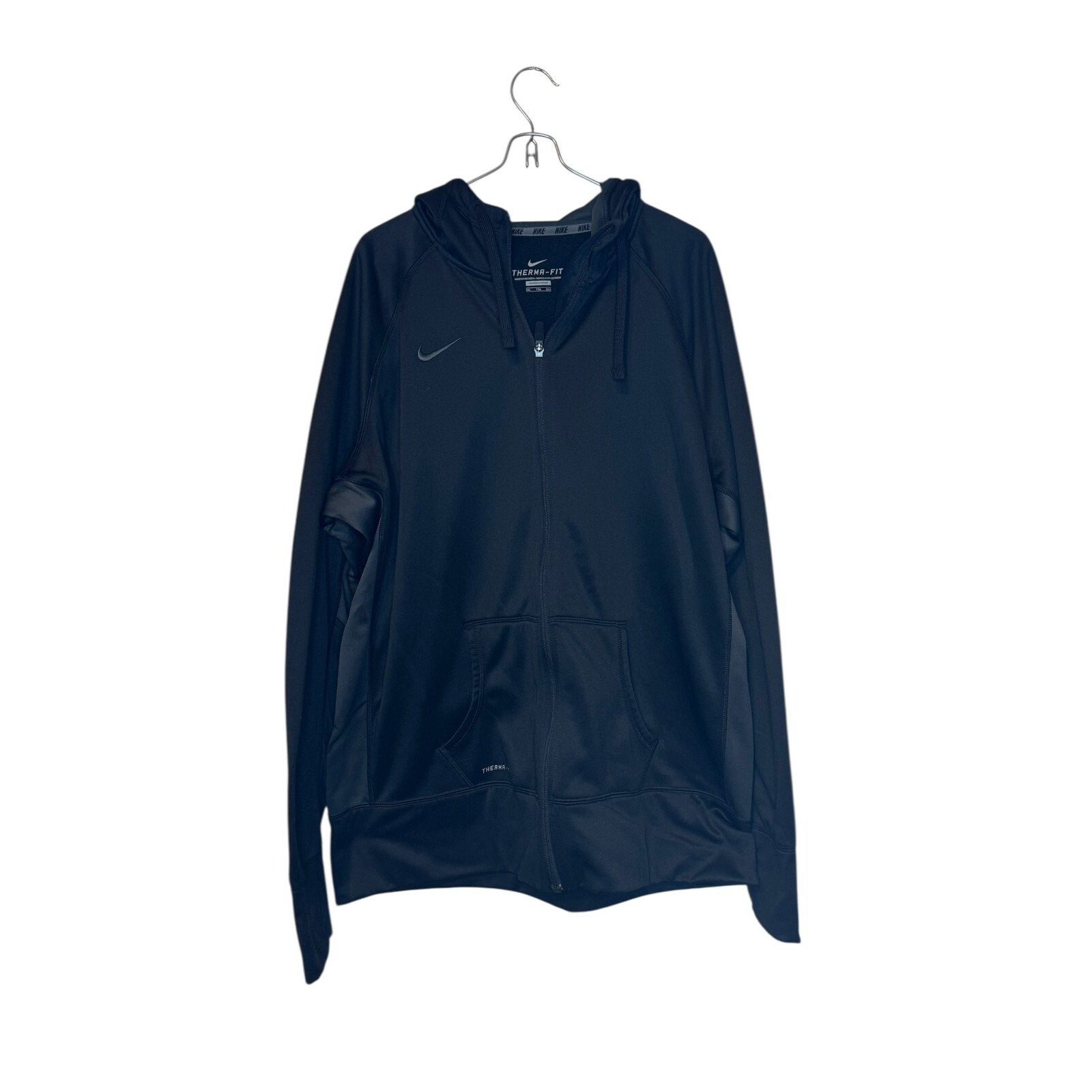 Nike Women Jacket Hoodie Full Zip Swoosh Therma-Fit Training Fitness Black XXL