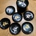 Japan Airlines Coasters -Black with Gold Silver Cranes , Set of 6