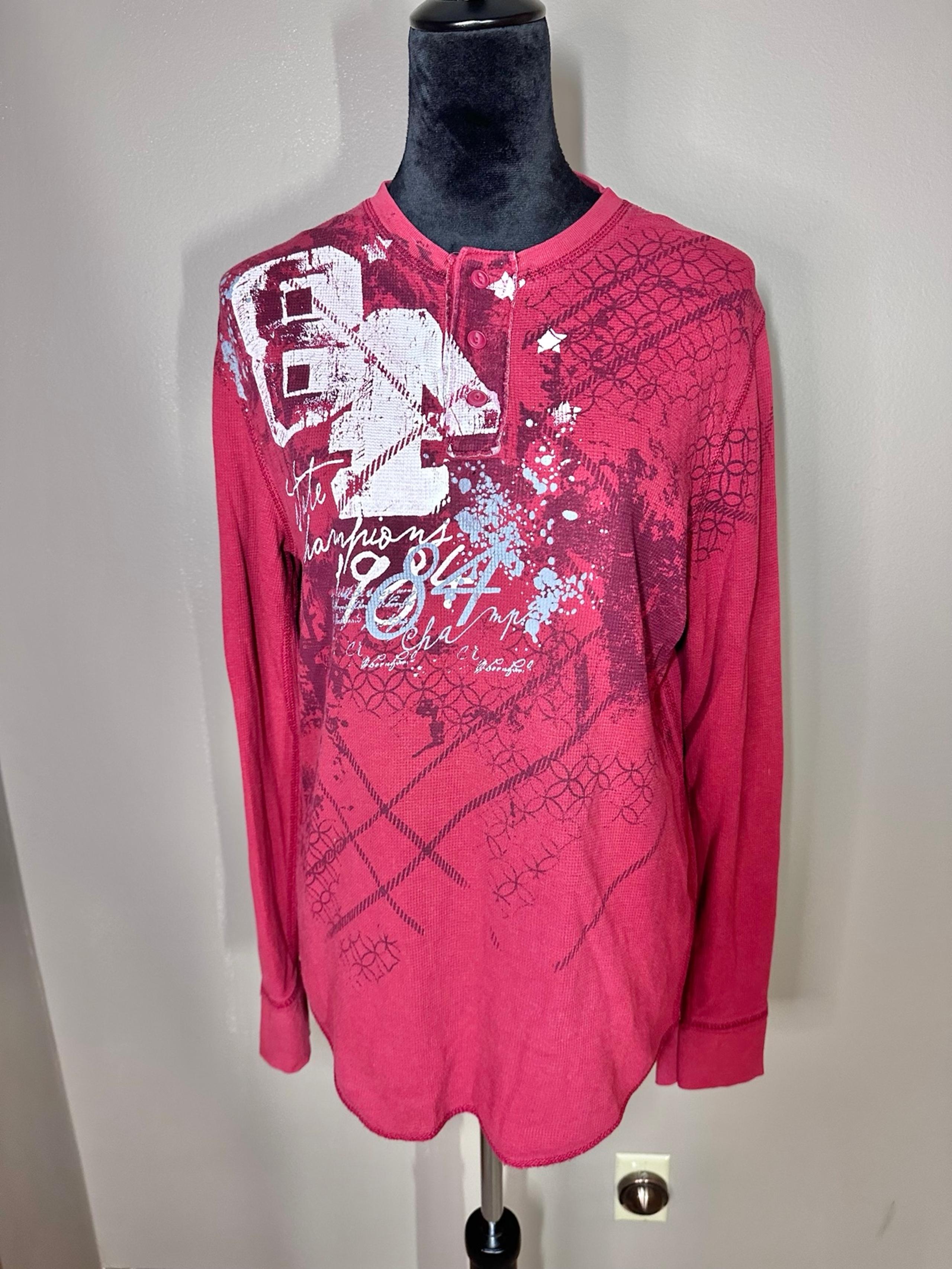 Arizona Jean Company Red Long Sleeve Thermal Henley (L)