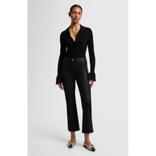 NWT 7 for all mankind High Waist Slim Kick Jeans in Coated Black Size 32