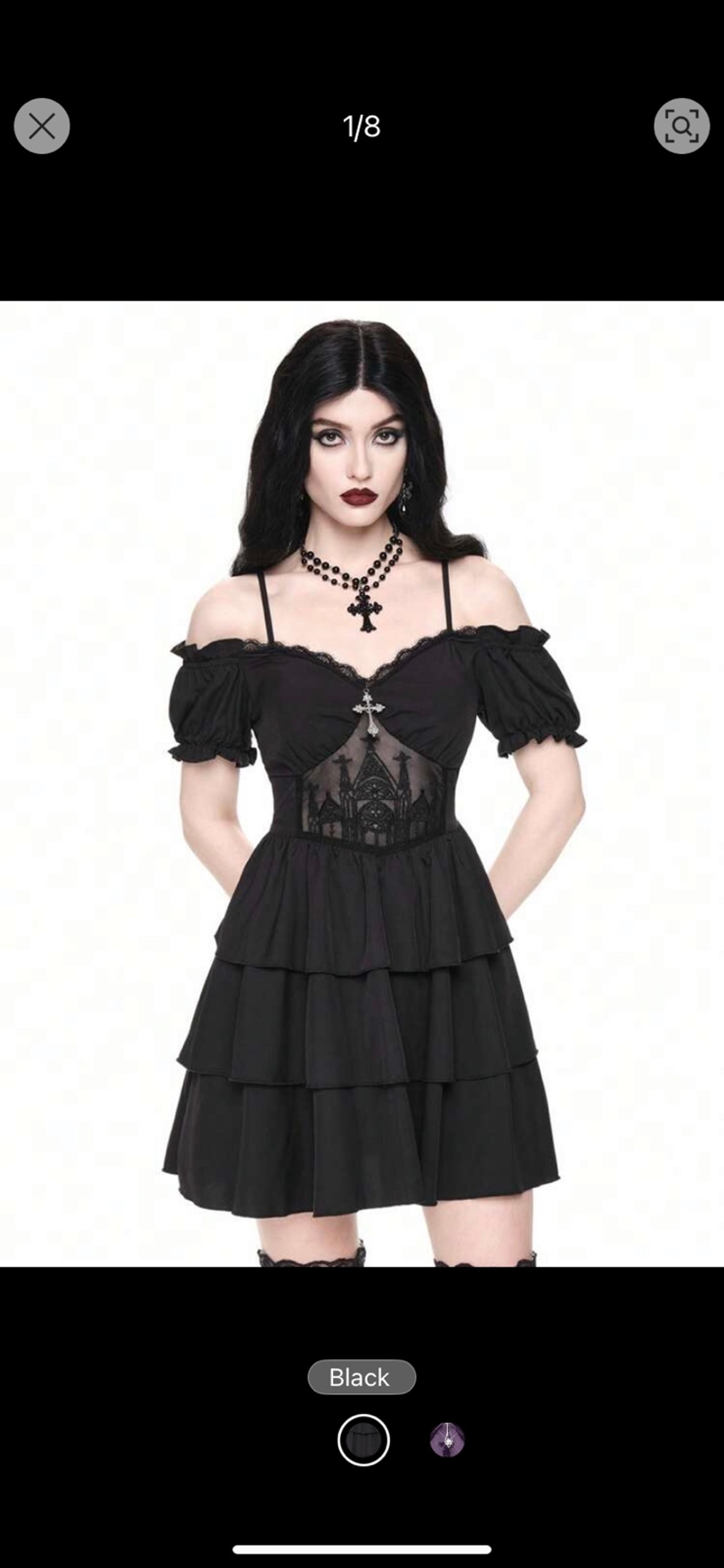 SHEIN Romwe Gothic Off the Shoulders Mesh Hollow Pattern Dress, Cross Accessory
