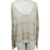 Free People Split Back Lace Scoop Neck Striped Sheer Shirt Sweater Size S Beige