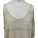 Free People Split Back Lace Scoop Neck Striped Sheer Shirt Sweater Size S Beige