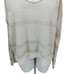 Free People Split Back Lace Scoop Neck Striped Sheer Shirt Sweater Size S Beige