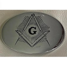 Vintage Masonic Mason Freemasons silver plated Solid Brass Oval Belt Buckle