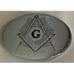 Vintage Masonic Mason Freemasons silver plated Solid Brass Oval Belt Buckle