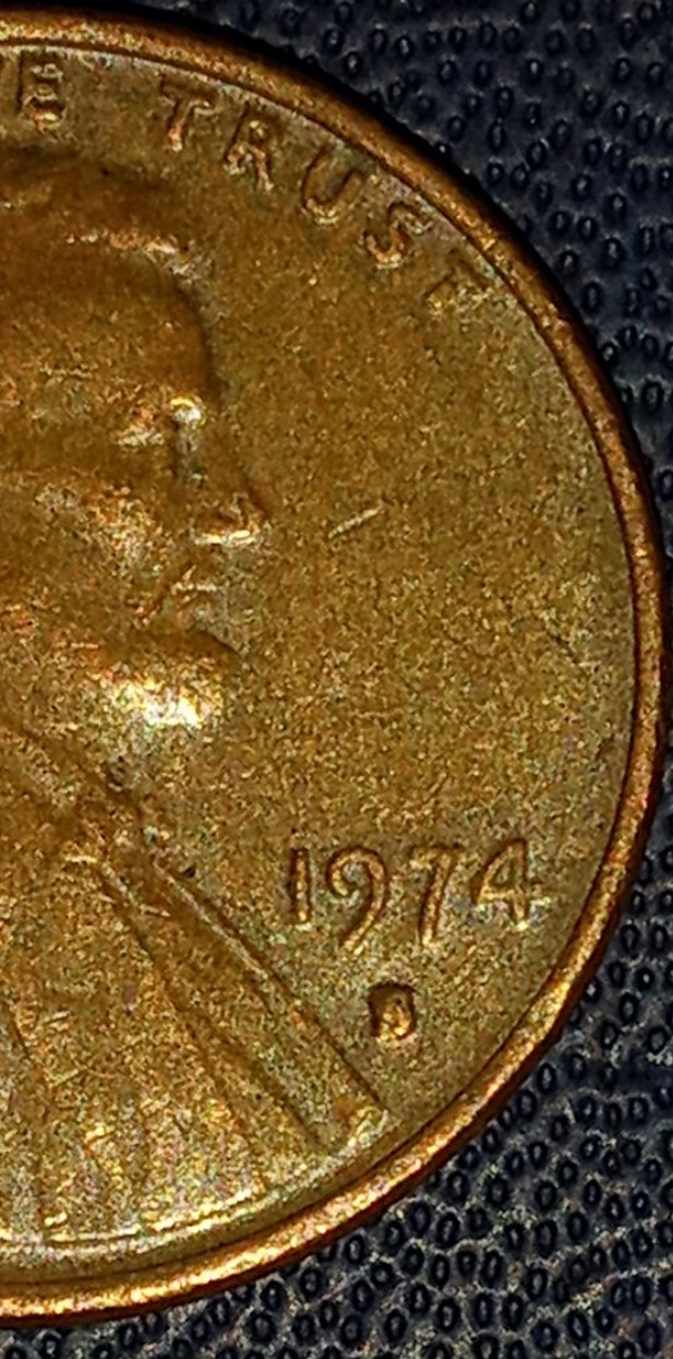1974 S Lincoln penny error S over D errror