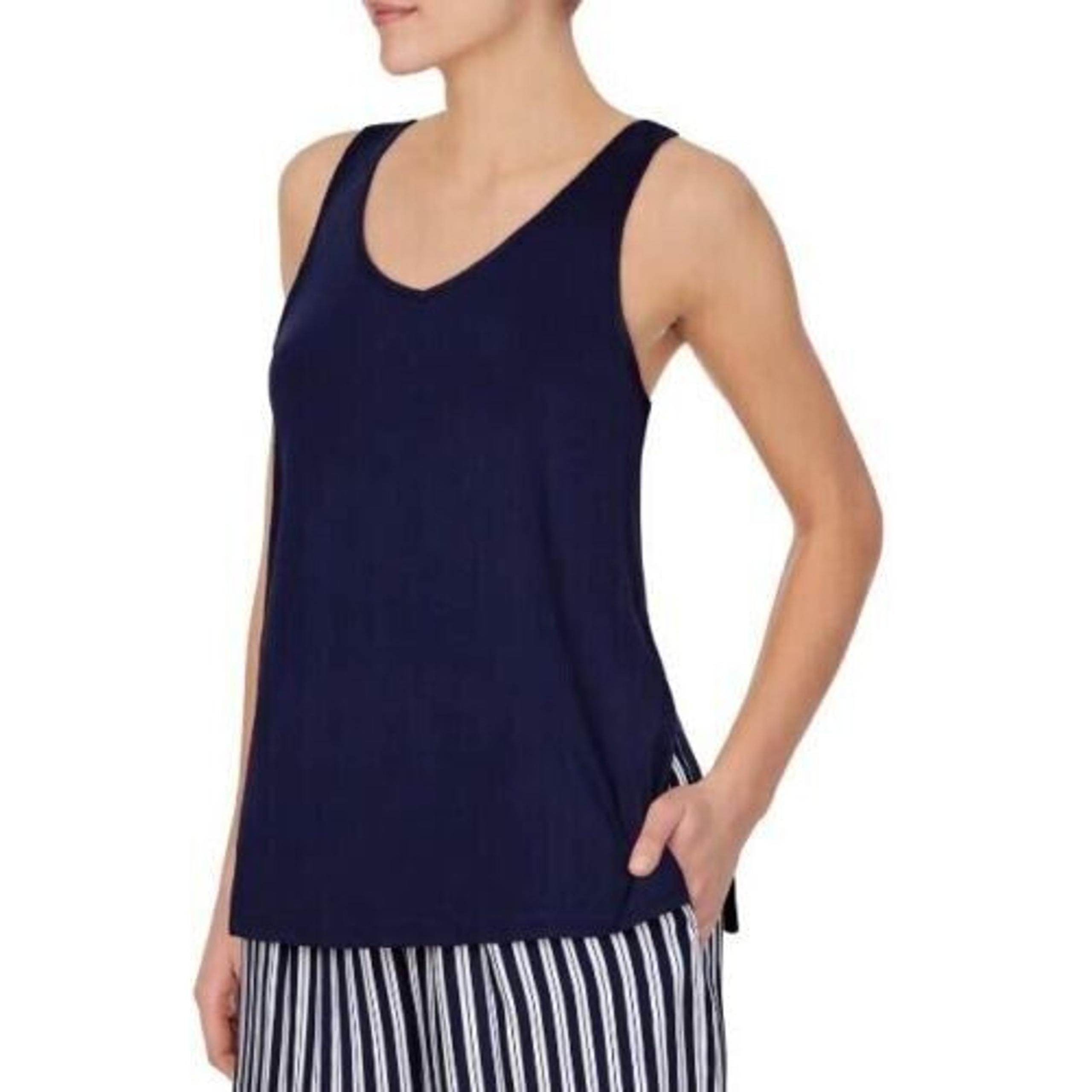 Refinery29 Women's V-Neck Racerback Knit Pajama Tank In Navy Medium