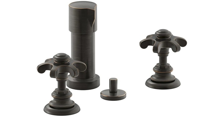 Kohler K-72765-3M-2BZ Artifacts Widespread Bidet Faucet Prong Handles Oil-Rubbed