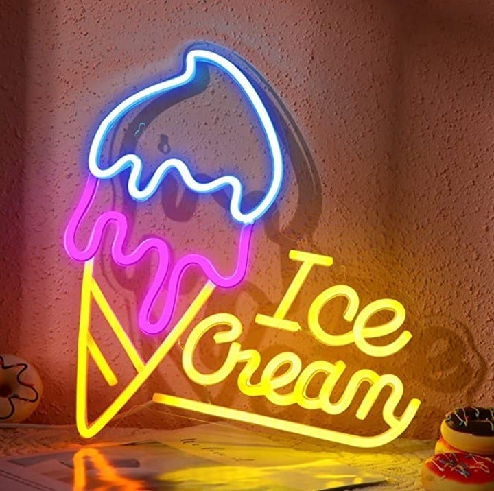 Lovely Vivid Rainbow Ice Cream Cone LED Night Light Room Wall Decor