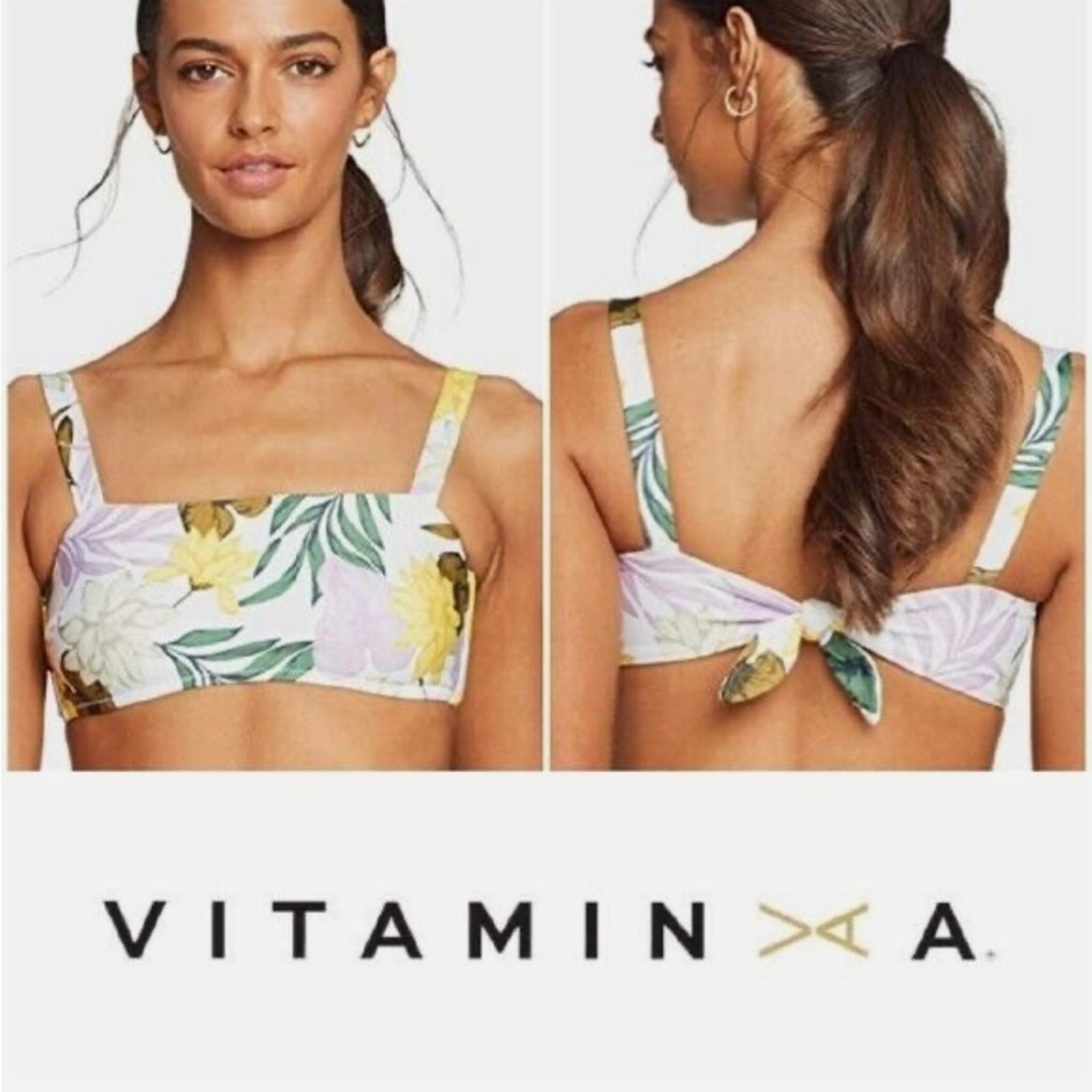 NWT Vitamin a Nico Bikini Top Soleil Swimwear Square Neck Size 8/M Ecolux