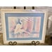 Vintage 1980's Framed Art Deco Revival Pastel Crane Birds Lithograph by Madden