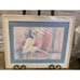Vintage 1980's Framed Art Deco Revival Pastel Crane Birds Lithograph by Madden