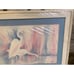 Vintage 1980's Framed Art Deco Revival Pastel Crane Birds Lithograph by Madden