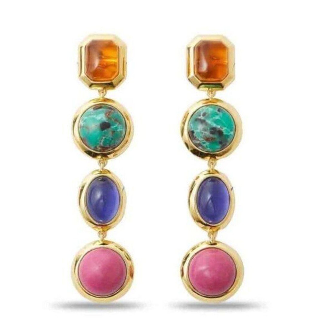 New! 225 Lele Sadoughi Bezel Jewel Linear Earrings Bezel Jewel Linear Earrings
