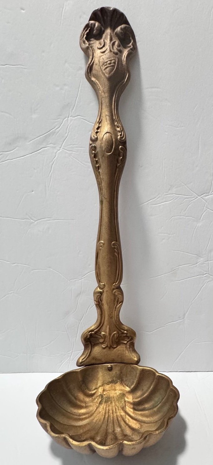 Vintage MCM Royal Gold Cast Metal Giant Ladle Wall Hanging Decor/Planter