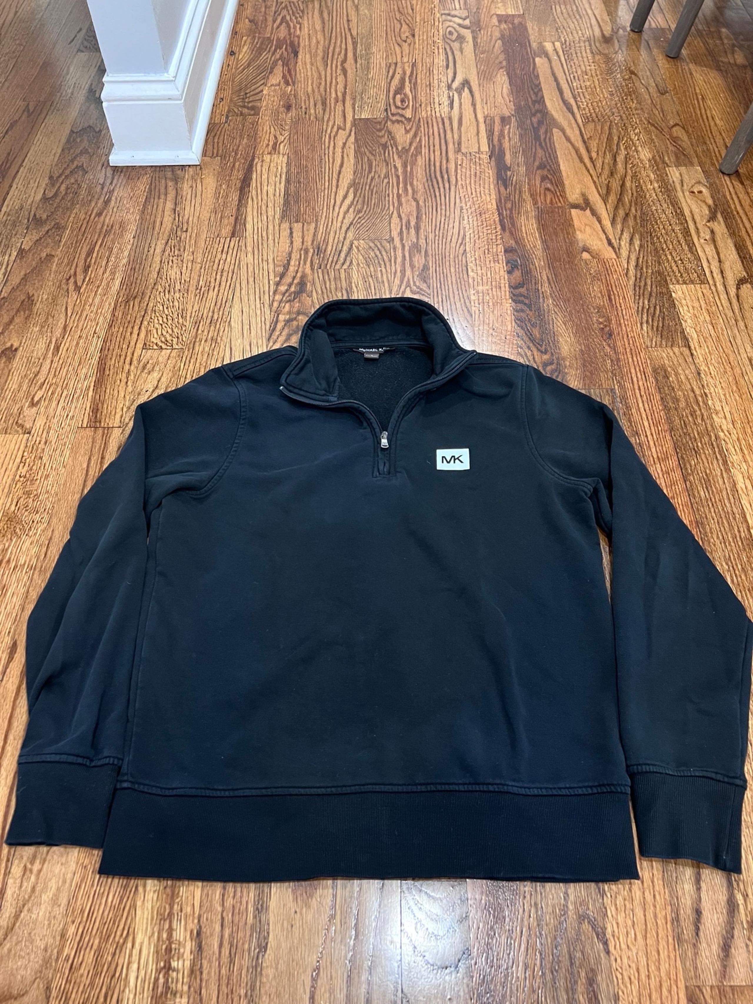 Michael Kors Men’s Pullover 1/4 Zip Up Sweatshirt Fleece Logo Black Size Medium