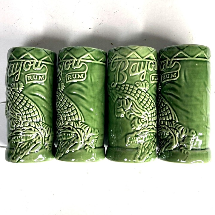 Bayou Rum Louisiana 4 Alligator Promo Tiki Mug Set 12oz Green Ceramic 6in New