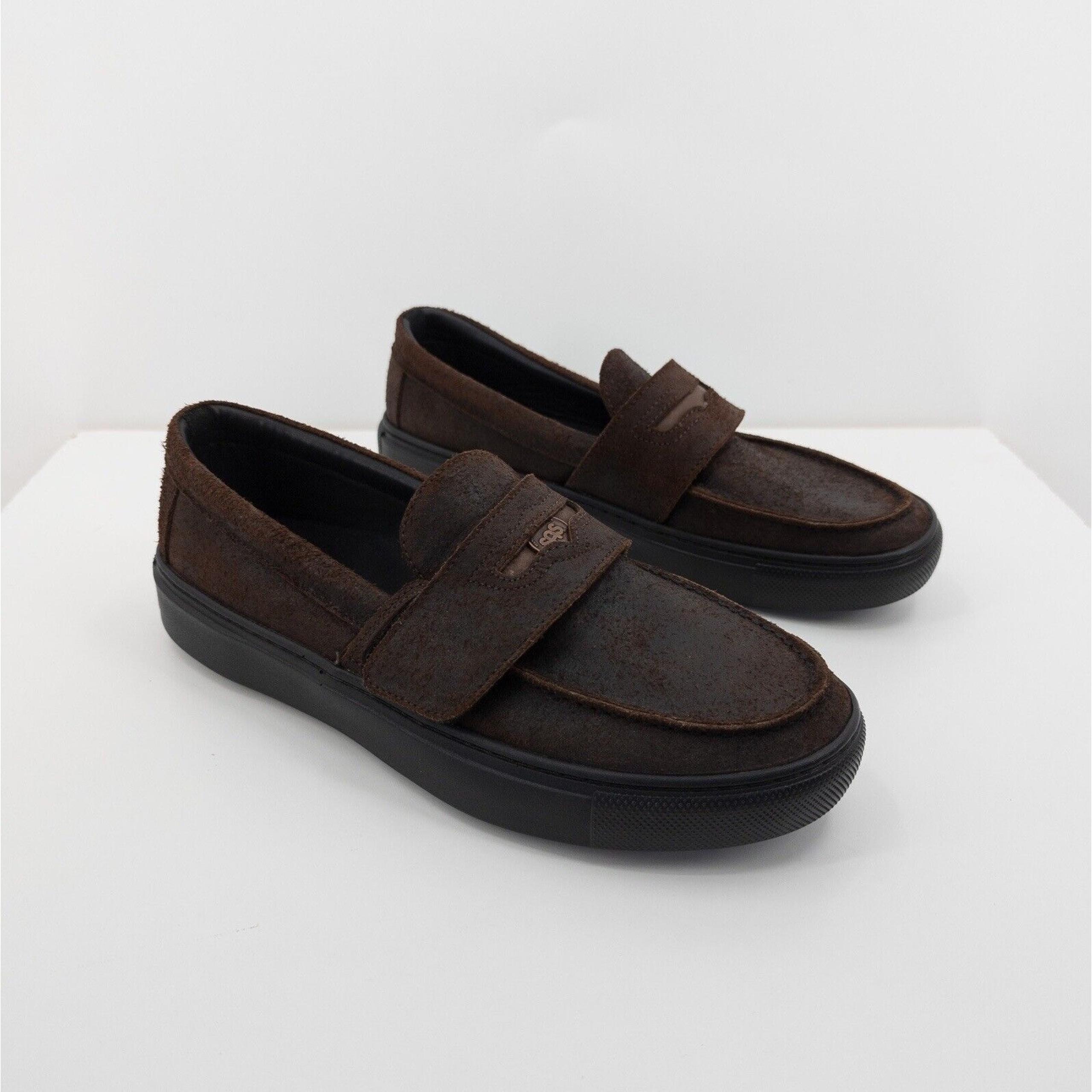 SAS Men 13 N Shoes Penny Loafers Woodland Mahogany Brown Leather Hook Loop