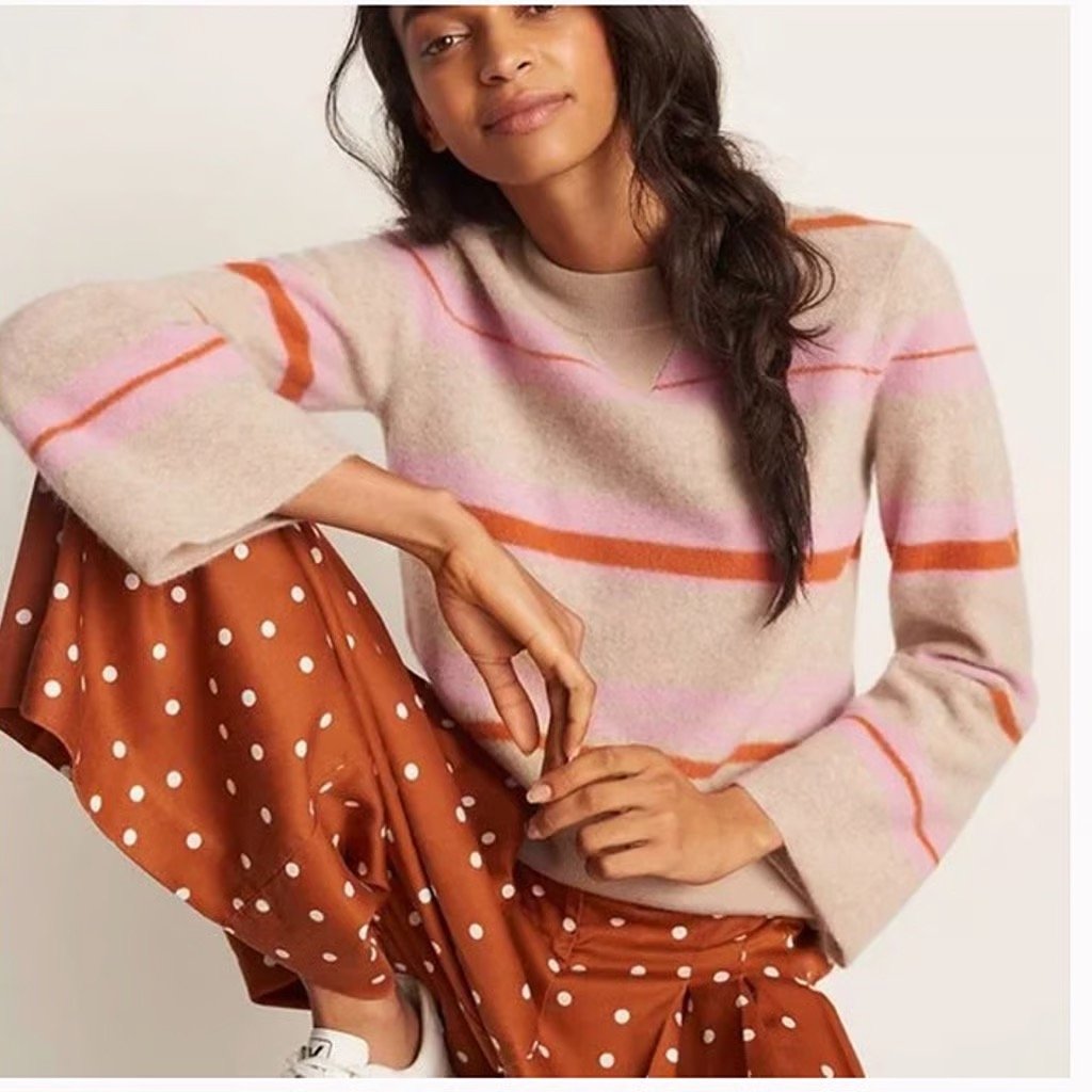 ⭐️ Maeve Penelope Stripe Boho Peasant Hipster Hippie Art Deco Chic Farm Sweater