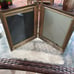 vintage double Tabletop Standing Or Hanging / brass photo frame holder
