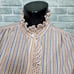 Vintage 70s 80s Simeon Womens S Colorful Vertical Striped Ruffle Button Blouse