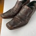 Mark Nason Mens 10.5 Brown Leather Loafers Square Toe Cross Emblem
