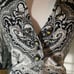 St. John Sport by Marie Gray Black White Paisley Top Button Up Vest Sz P Small