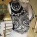 St. John Sport by Marie Gray Black White Paisley Top Button Up Vest Sz P Small