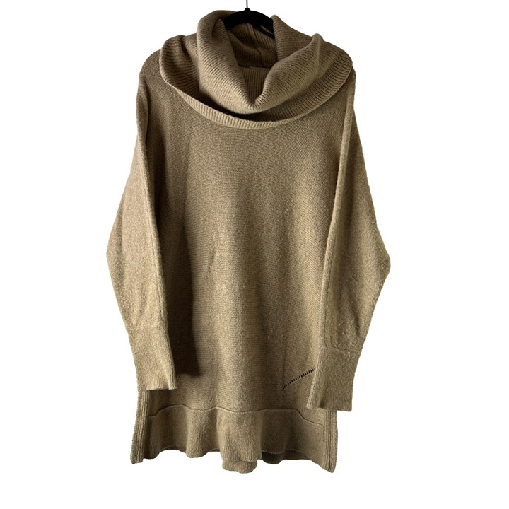Soft Surroundings Womens XL Cowl Neck Chunky Tunic Sweater Brown