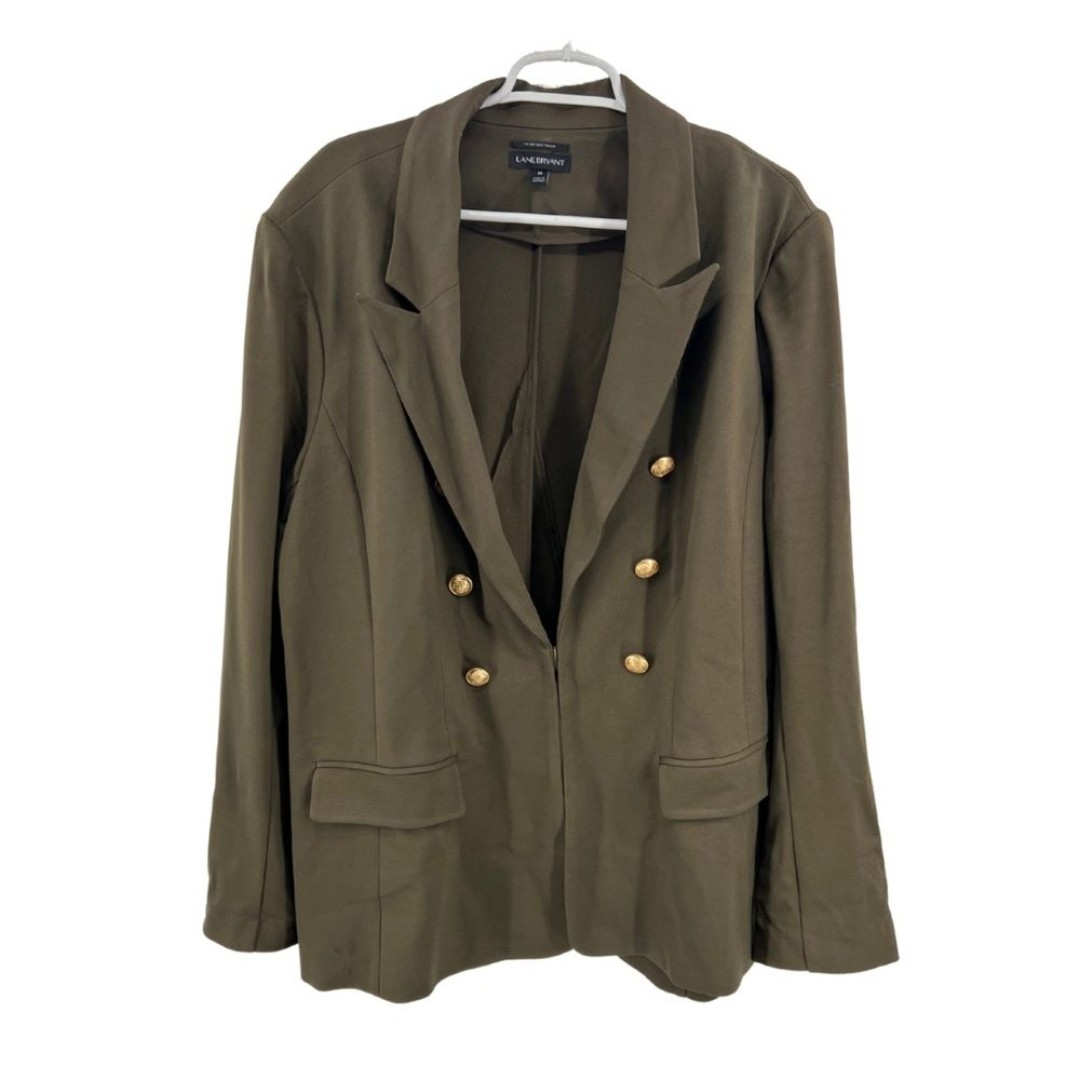 Lane Bryant The Bryant Blazer olive army green plus size gold button 26 rayon