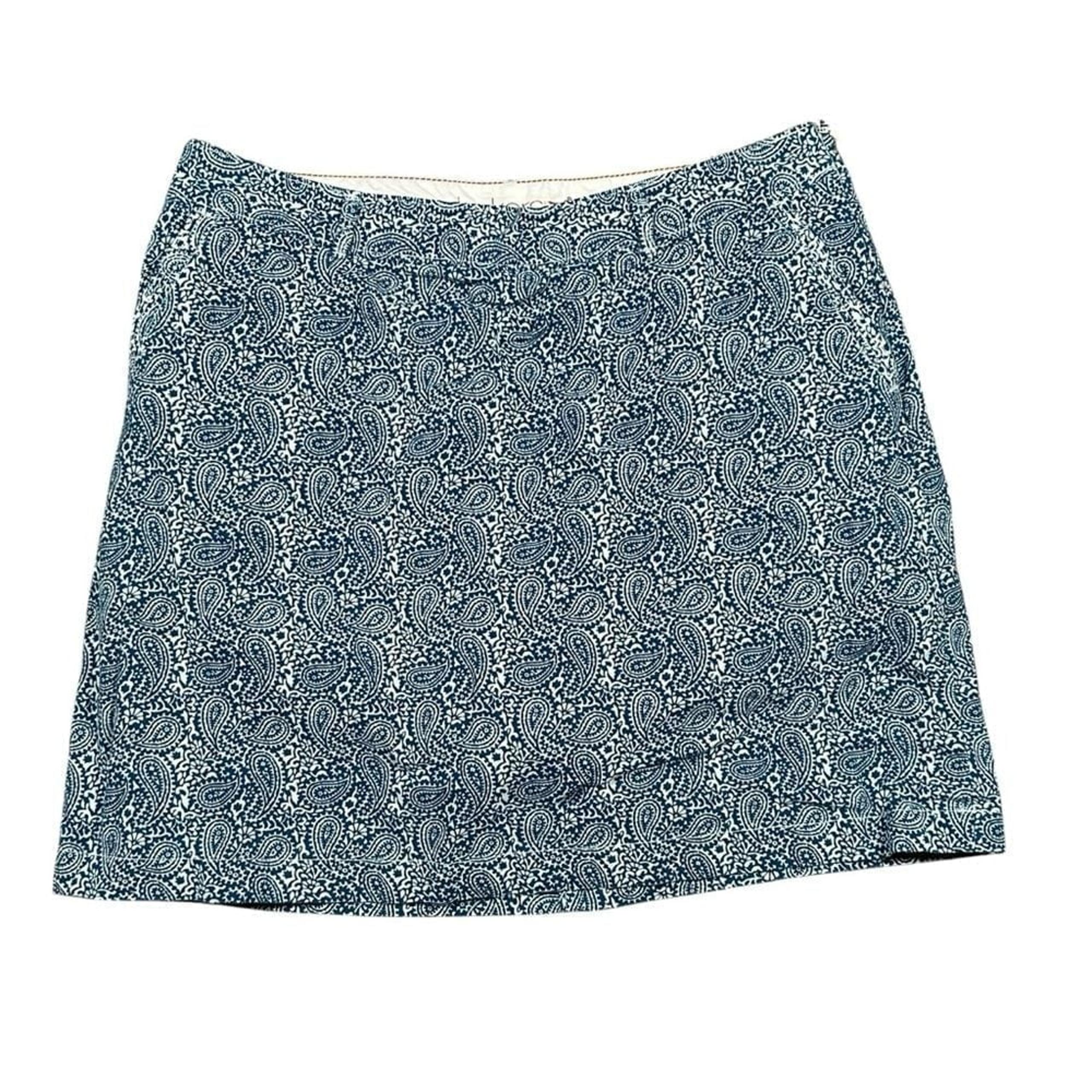 Dockers Womens Stretch Skort Pockets Side Zip Blue Paisley Travel Active Size 8