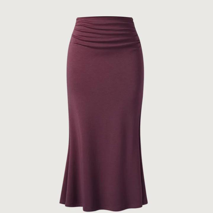 OGL Elegant Plum Midi Skirt with Gathered Waist