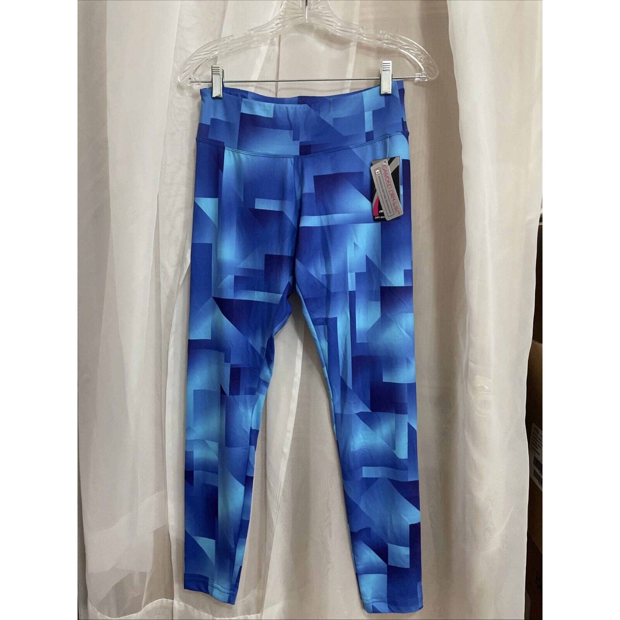 MARIKA TEK Women's MEDIUM Yoga Pants Activewear Blue Stretchy Dry-Wik
