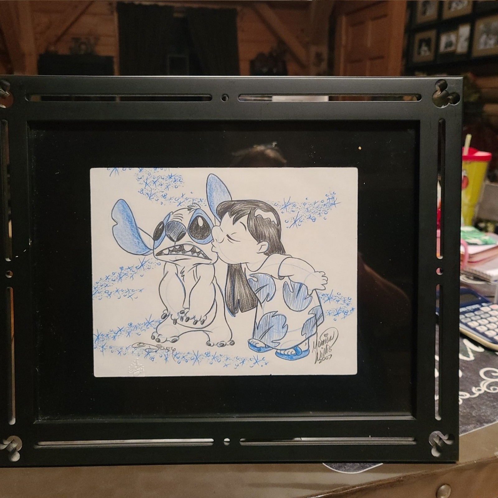 Disney World Lilo and Stitch Sketch Framed