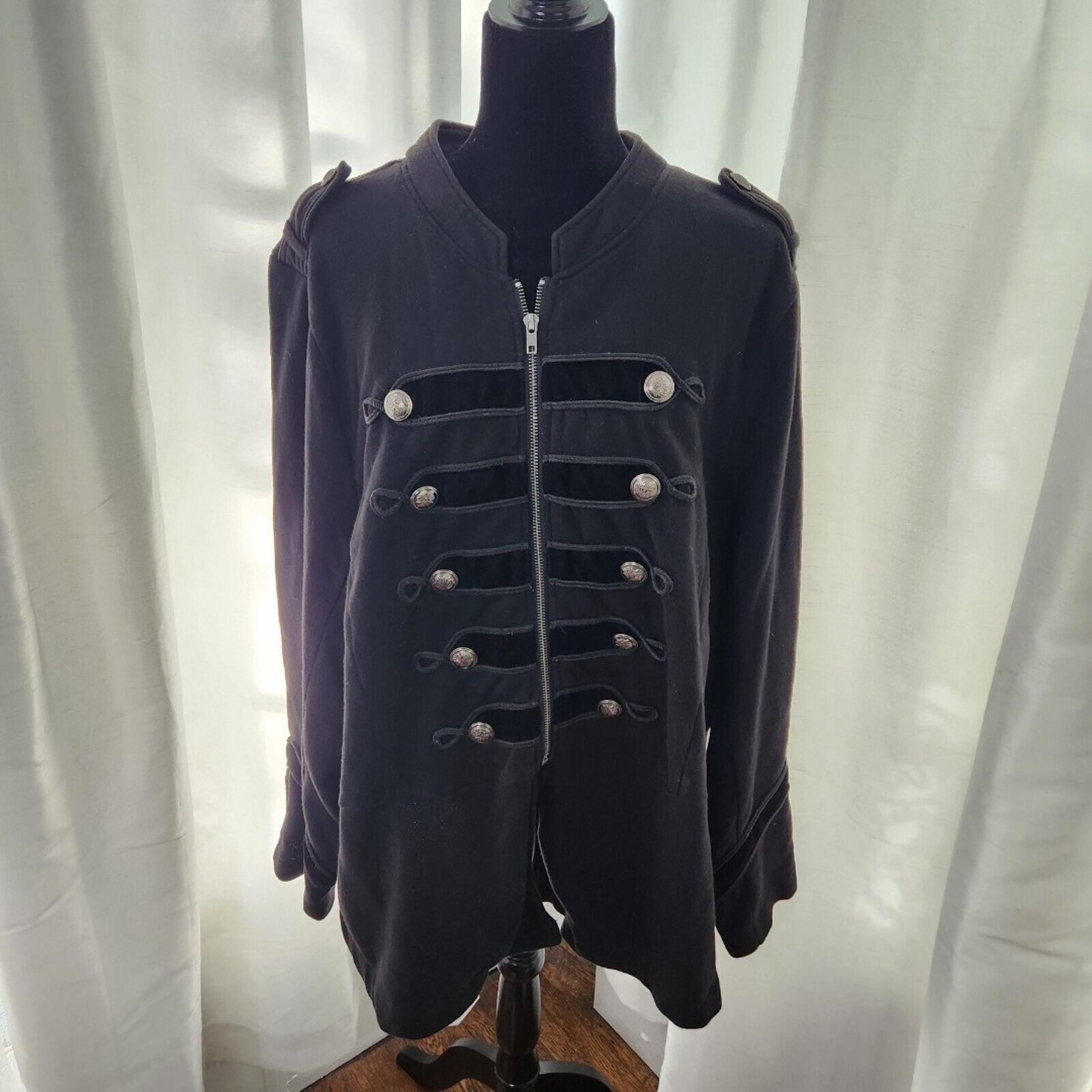 Torrid Embellished Zip Front Military Jacket Womens Size 4  100% Cotton - Black
