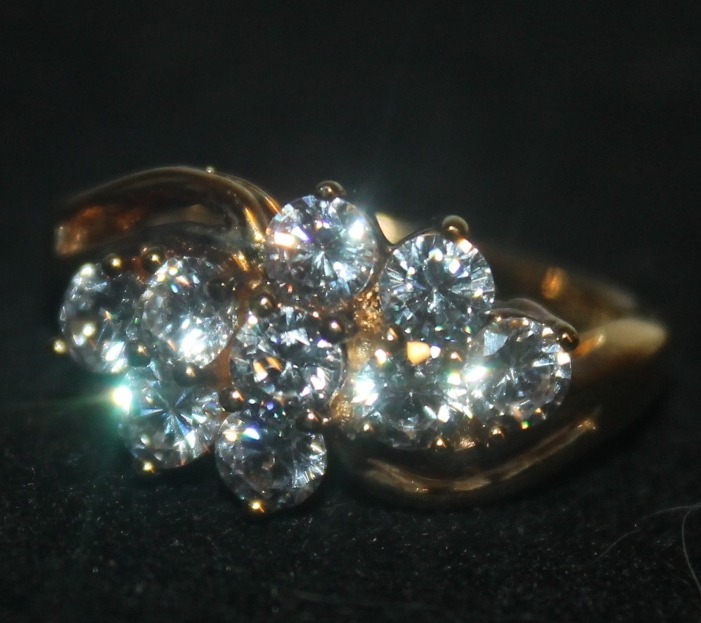 PAJ 14K Gold over 925 Sterling Sparkling White Topaz BLING Statement Ring