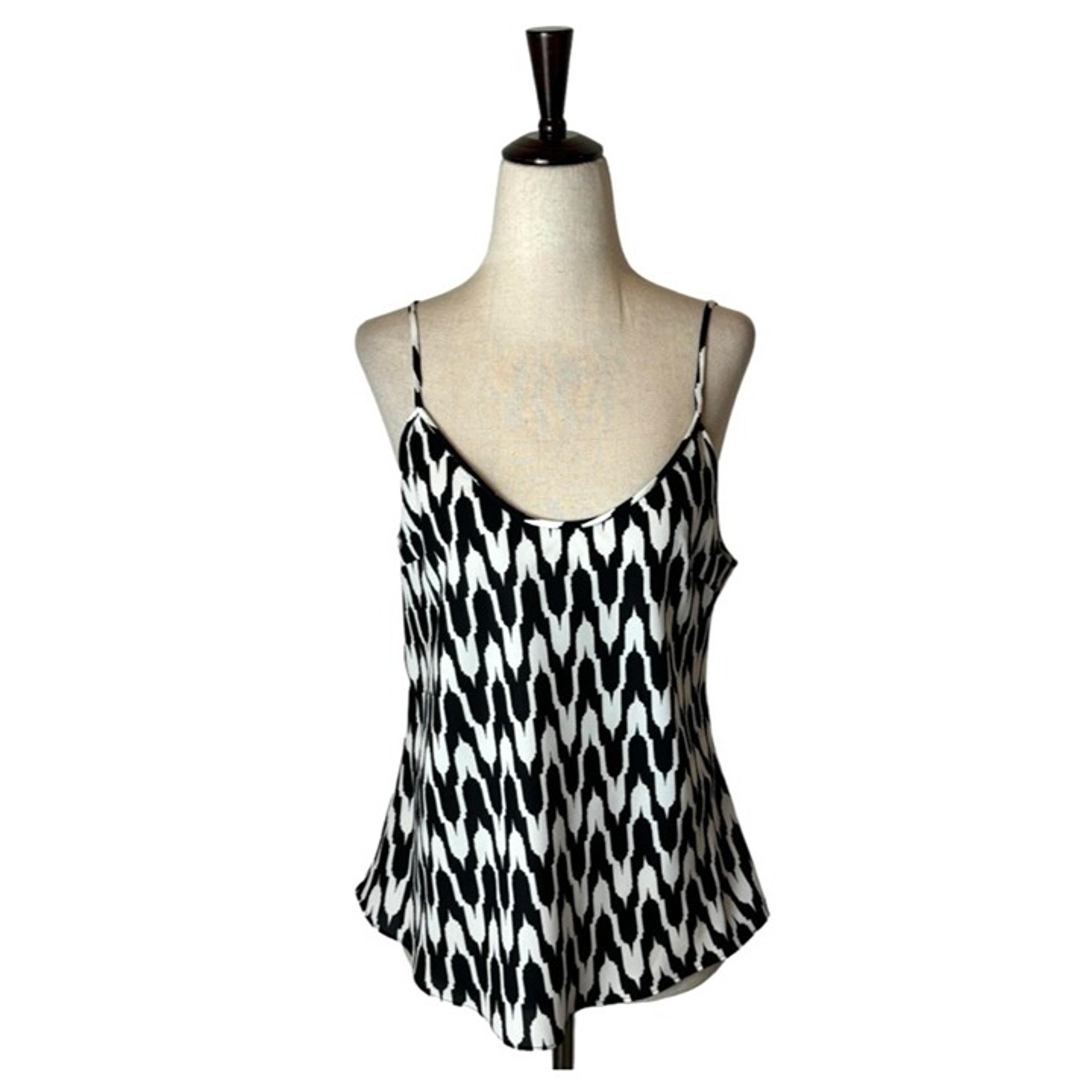 Diane Von Furstenberg Shirt Women Medium Black White Geometric Cami Tank Top